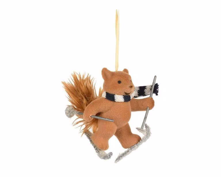 Bruine kersthanger vos op ski's, 11 cm