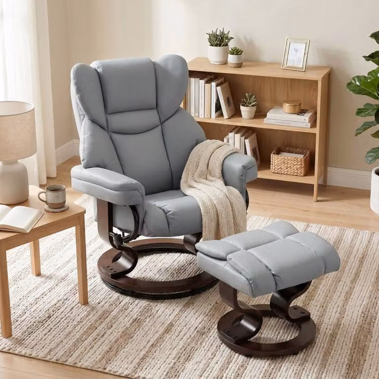 REDOM Relaxfauteuil met voetensteun, Lichtgrijs, B/D/H: 80 x 79 x 100 cm