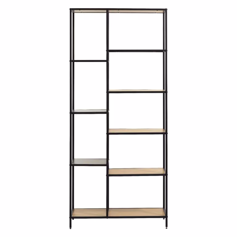 Nest of Nora Boekenkast Lynor - Eiken melamine - Zwart - Hoogte: 180 cm