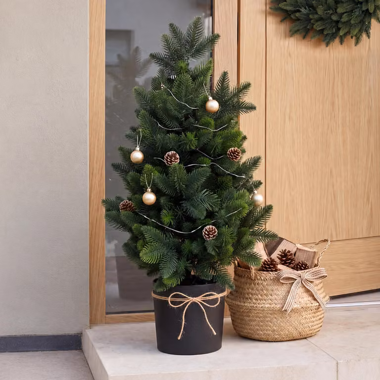 Mendler Kerstboom HWC-R29 Kunstmatige Dennenboom voor Buiten, 55 cm