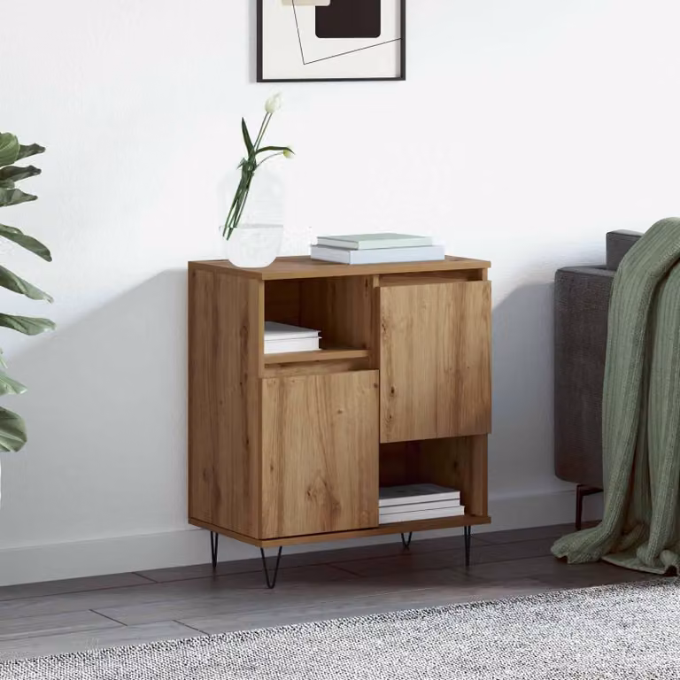vidaXL Modern Dressoir in Ambachtelijk Eikenhout, B/D/H: 60 x 35 x 70 cm