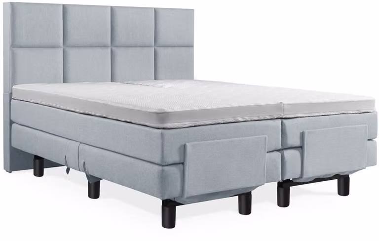 Elektrische Boxspring met 8-vaks hoofdbord, 1-persoons, Blauw, B/D/H: 90 x 190 cm