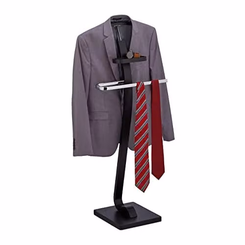Relaxdays Dressboy voor pakken en broeken, zwart/zilver