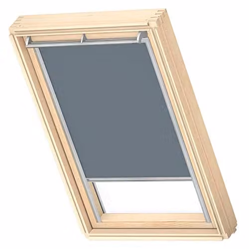 VELUX Verduisterend Rolgordijn MK04 Dark Petrol met grijze geleiders