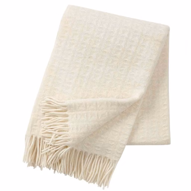 Klippan Yllefabrik Twist wollen plaid natuurlijk wit