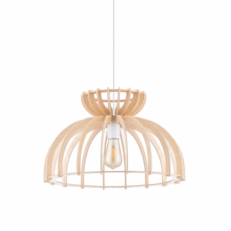 Lyora Houten hanglamp Kymi rond - Bruin - Ø 48 cm