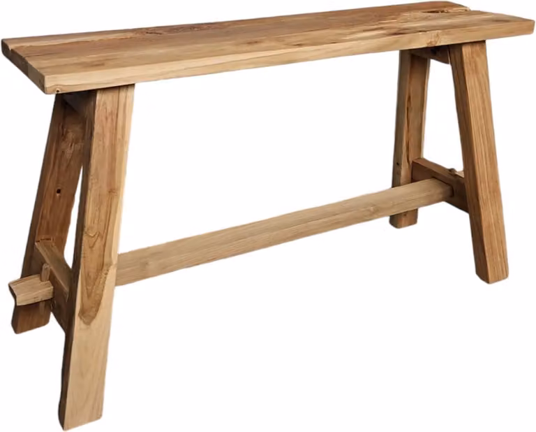 Handgemaakte Teak Kruk Naturel - 80 cm - Gerecycled Hout