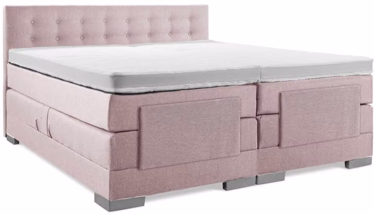 Elektrische Boxspring inclusief geknoopt hoofdbord - Oudroze - B/D: 160 x 220 cm