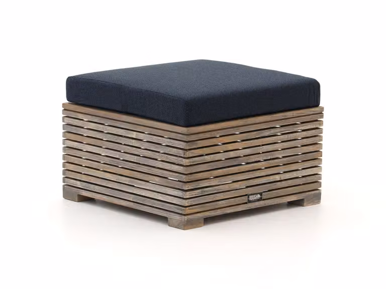 ROUGH Furniture Voetenbank ROUGH-C van Teakhout in Blauw/Old Teak Greywash