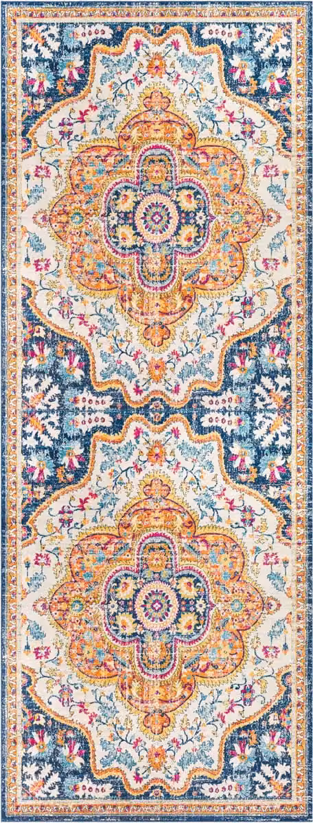 SURYA Willow vloerkleed vintage oosters meerkleurig blauw