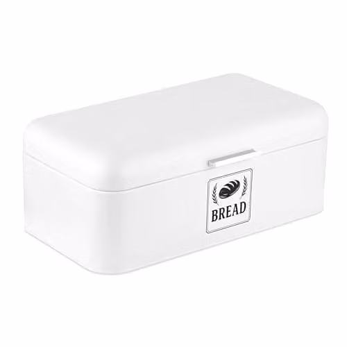 Relaxdays Retro Broodtrommel met Handvat en Ventilatie, Wit/Zilver