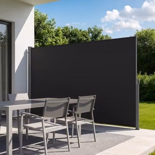 VEVOR Zijluifel zwart, uitschuifbaar zijzonnescherm van polyester, B/D/H: 300 x 180 x 180 cm