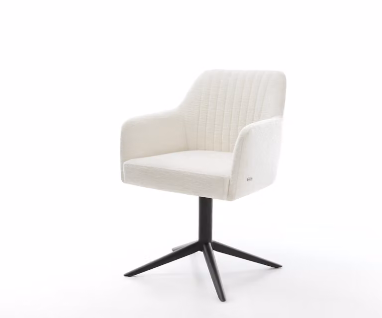 DELIFE Draaistoel Greg-Flex beige bouclé met zwart kruispoot en rocker-functie