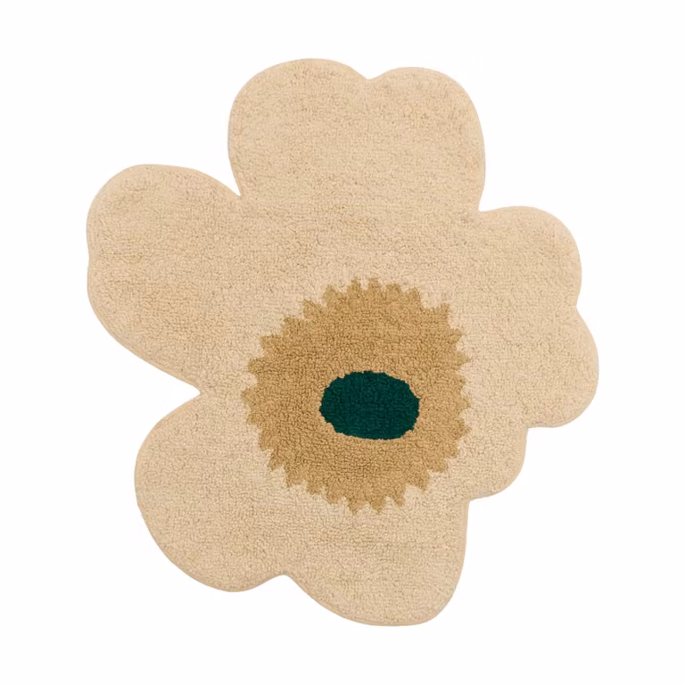 Marimekko Unikko badmat Hay-sand-emerald 73 x 74 cm