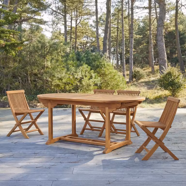Tikamoon Capri Uitschuifbare Eettafel van Massief Acaciahout - Bruin - B/D/H: 180 x 100 x 75 cm
