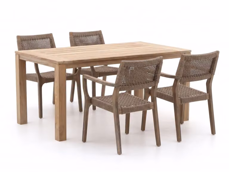 ROUGH Furniture Diningset ROUGH voor 4 personen, Teakhout, Bruin
