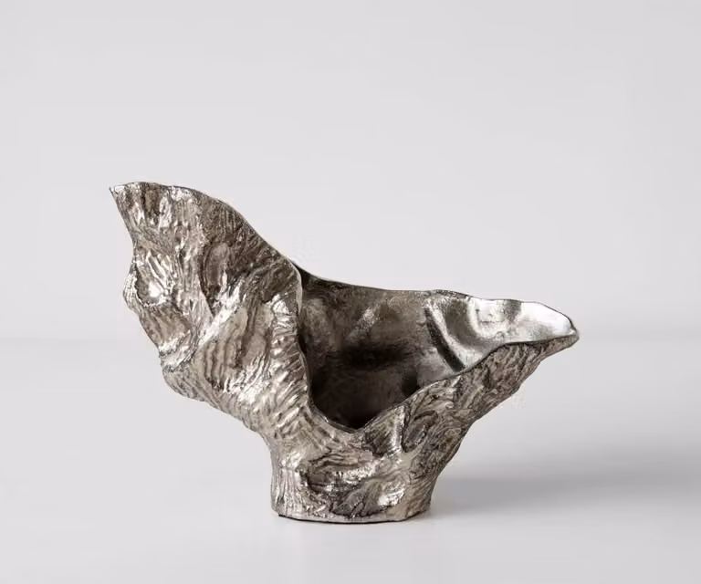 DELIFE Vaas Alaris Handgemaakt Aluminium Platina B: 44 cm, D: 13 cm, H: 31 cm