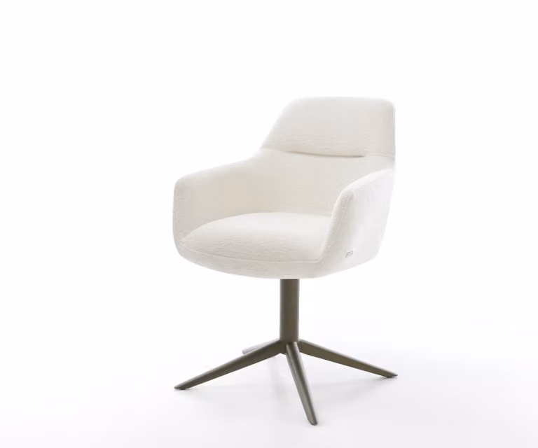 DELIFE Pejo-Flex Draaistoel met Bouclé Stoffering in Beige en Titanium Kruispoot