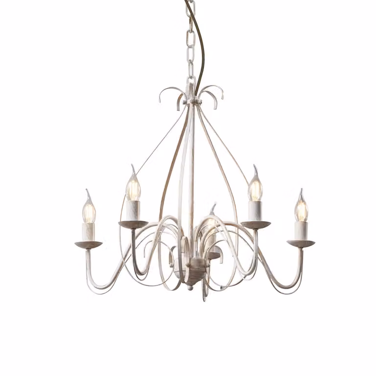 QAZQA Giuseppe Klassieke Italiaanse Kroonluchter - 5 Lichts - Wit/Beige - Ø60 cm