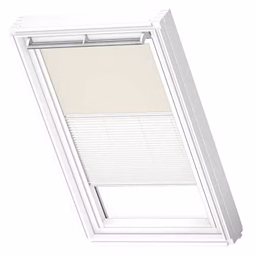 VELUX Verduisterend Rolgordijn Plissé, Licht Beige met Witte Geleiders, P10