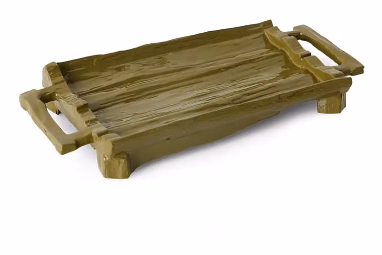 HKliving Dienblad Trinket van Sungkai hout, Mosgroen, 53 x 25 cm