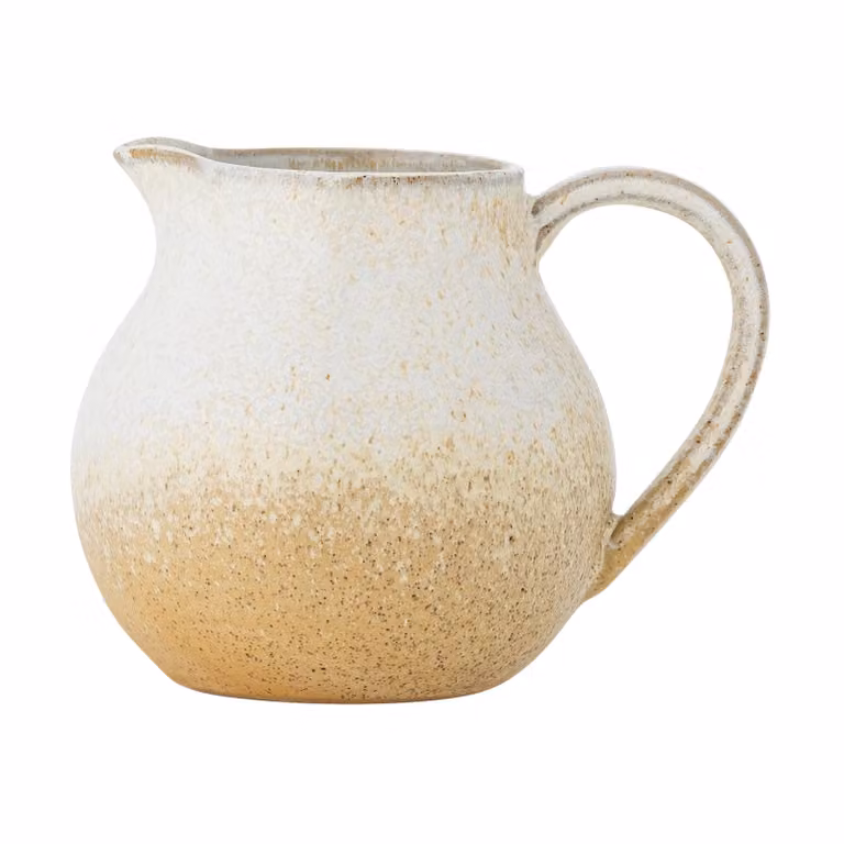 Bloomingville Paula melkkan van keramiek, beige en wit, 43,5 cl