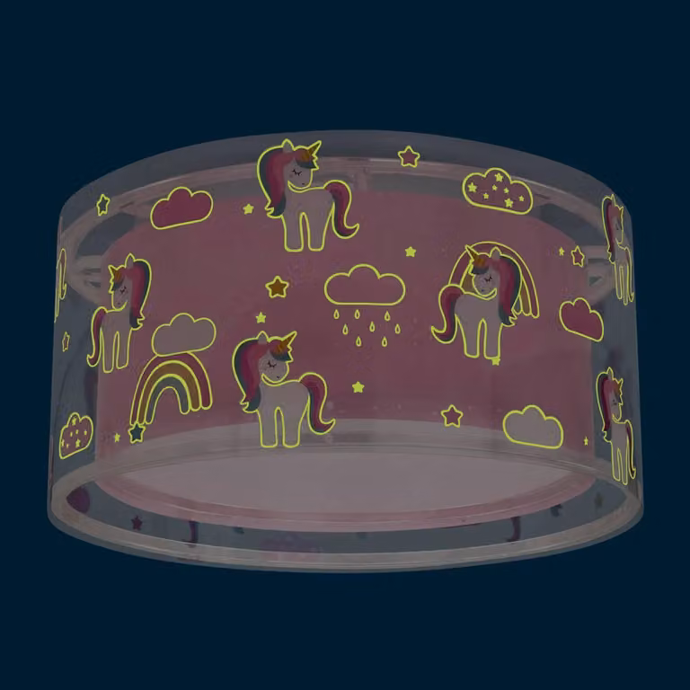 Dalber Plafondlamp Unicorns voor de kinderkamer, dimbaar, roze/multicolor, kunststof