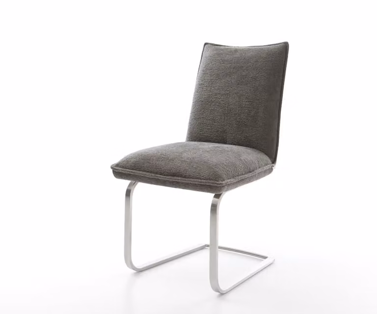 DELIFE Lelio-Flex Sledemodel Stoel met Bouclé Bekleding en Pocketveer Kern in Grijs, Bruin of Zilver