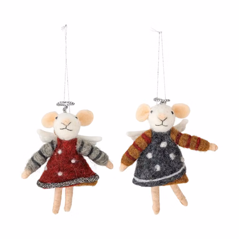 Bloomingville Kersthanger Wol Set van 2 Rood en Zilver