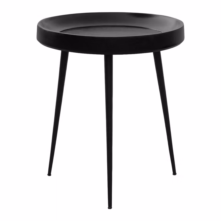 Lewis & Loft Bijzettafel Luus - FSC® Mangohout - Rond - Zwart - Diameter: 46 cm