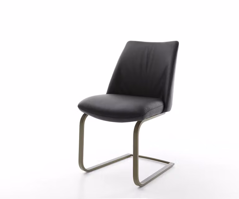 DELIFE Elso-Flex Sledemodel Stoel met Echt Leer en Titanium Pocketveer Kern, Zwart