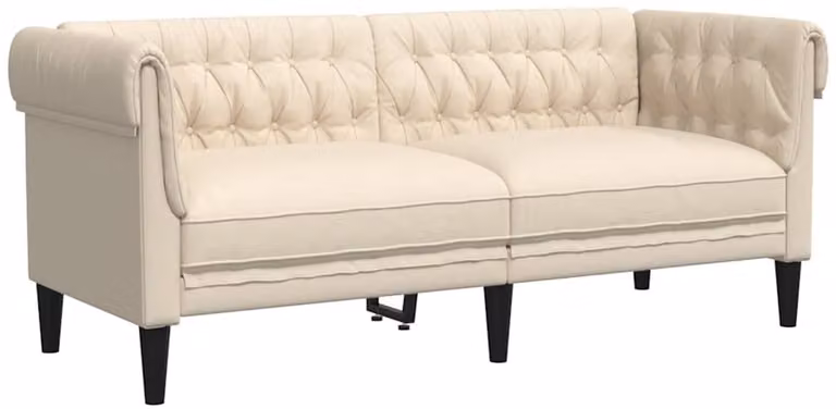vidaXL Tweezitsbank Chesterfield-stijl in linnen, Breedte: 182,5 cm