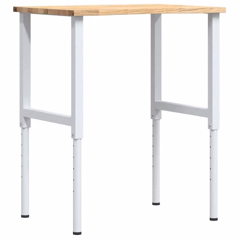 vidaXL Werkbank van massief eikenhout, B/D/H: 80 x 60 x 71,5-98 cm