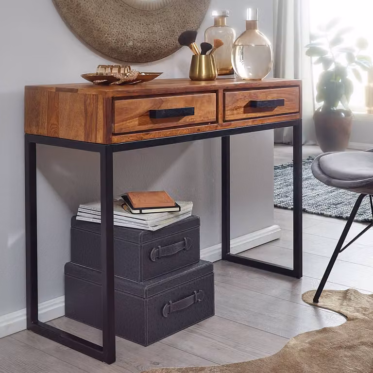 home24 Sidetable La Loma Bruin B: 90 cm, H: 77 cm, D: 36 cm
