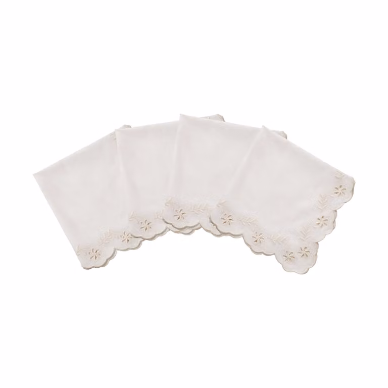 Pick a Poppy Lace katoenen servetten offwhite, 4-pack, 45 x 45 cm