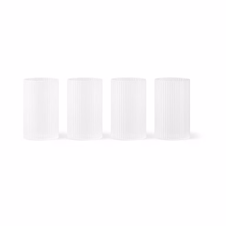 Ferm Living Ripple verrine glazen 14 cl, 4-pack, Frosted White/Transparent