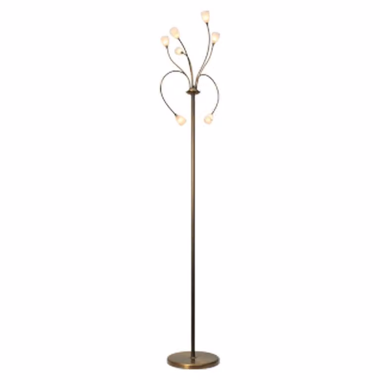 Masterlight Molto 2 LED Vloerlamp - Goud/Messing met Wit Glas