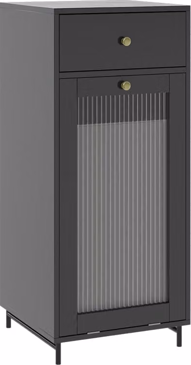 Vicco Malte Midikast Grijs met lade en glazen deuren, Model 54260, B: 40 cm, H: 96 cm