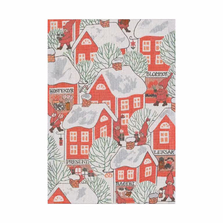 Ekelund Linneväveri Tomtebyn keukenhanddoek - Rood - 35 x 50 cm