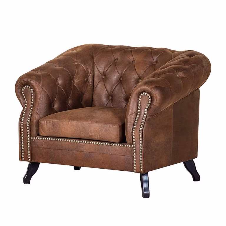 home24 Fauteuil bruin microvezel B: 108 cm, D: 84 cm, H: 88 cm