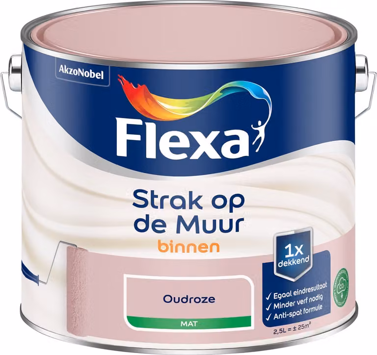 Flexa Strak Op De Muur Binnen Mat - Oudroze - 2,5 l