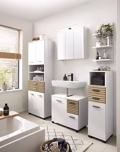 Schildmeyer Katta Highboard mat wit, B/D/H: 30,3 x 32,6 x 110,5 cm
