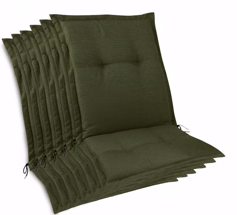 Beautissu 6-delige set met lage rugleuning, donkergroen, B: 105 cm, D: 50 cm, H: 7 cm