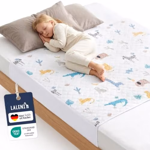Laleni Waterdichte Matrasbeschermer voor Kinderen met Dierenprint, OEKO-TEX Gecertificeerd, 140 x 90 cm