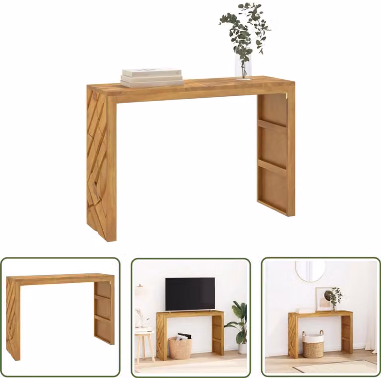 vidaXL Wandtafel van massief teakhout B/D/H: 110 x 35 x 75 cm