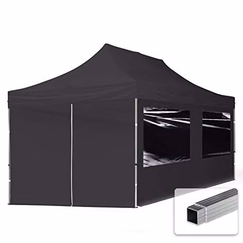 TOOLPORT Vouwpaviljoen Partytent met 4 zijpanelen, Zwart, 3 x 6 m