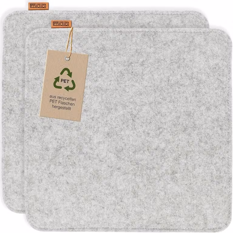 Set van 2 rechthoekige zitkussens van vilt met antislip, gemaakt van gerecyclede PET-flessen, 35 x 35 cm