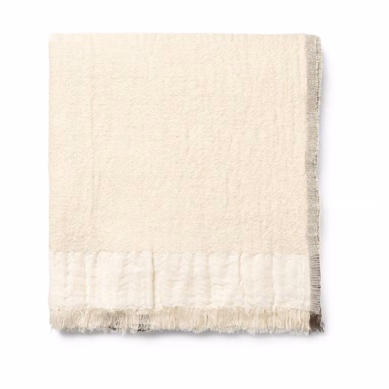 Ferm Living Weaver plaid beige wol B/D: 120 x 170 cm