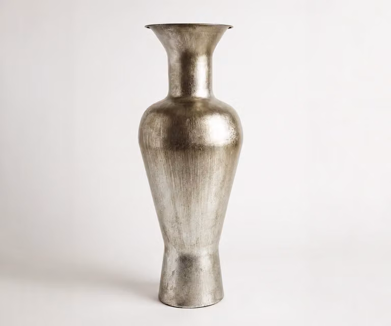 DELIFE Vaas Medora Handgemaakt Metaal Platin Aurum B: 27 cm, D: 27 cm, H: 71 cm