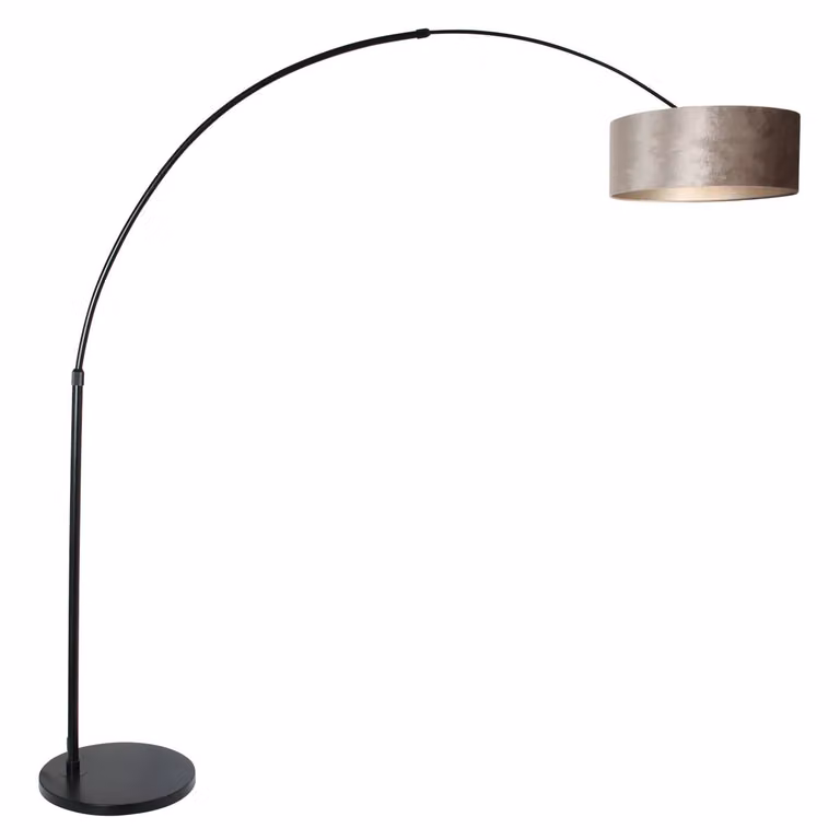 Steinhauer Sparkled Booglamp zwart met beige velours kap